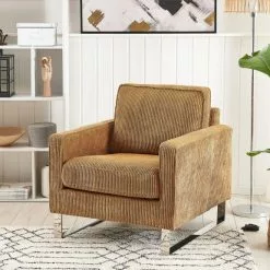 Beliani Sillón De Pana Marrón Claro VIND 13 Beliani Sillón De Pana Marrón Claro VIND -Sillas Ventas undef src sa picid 791759 type color image scaled