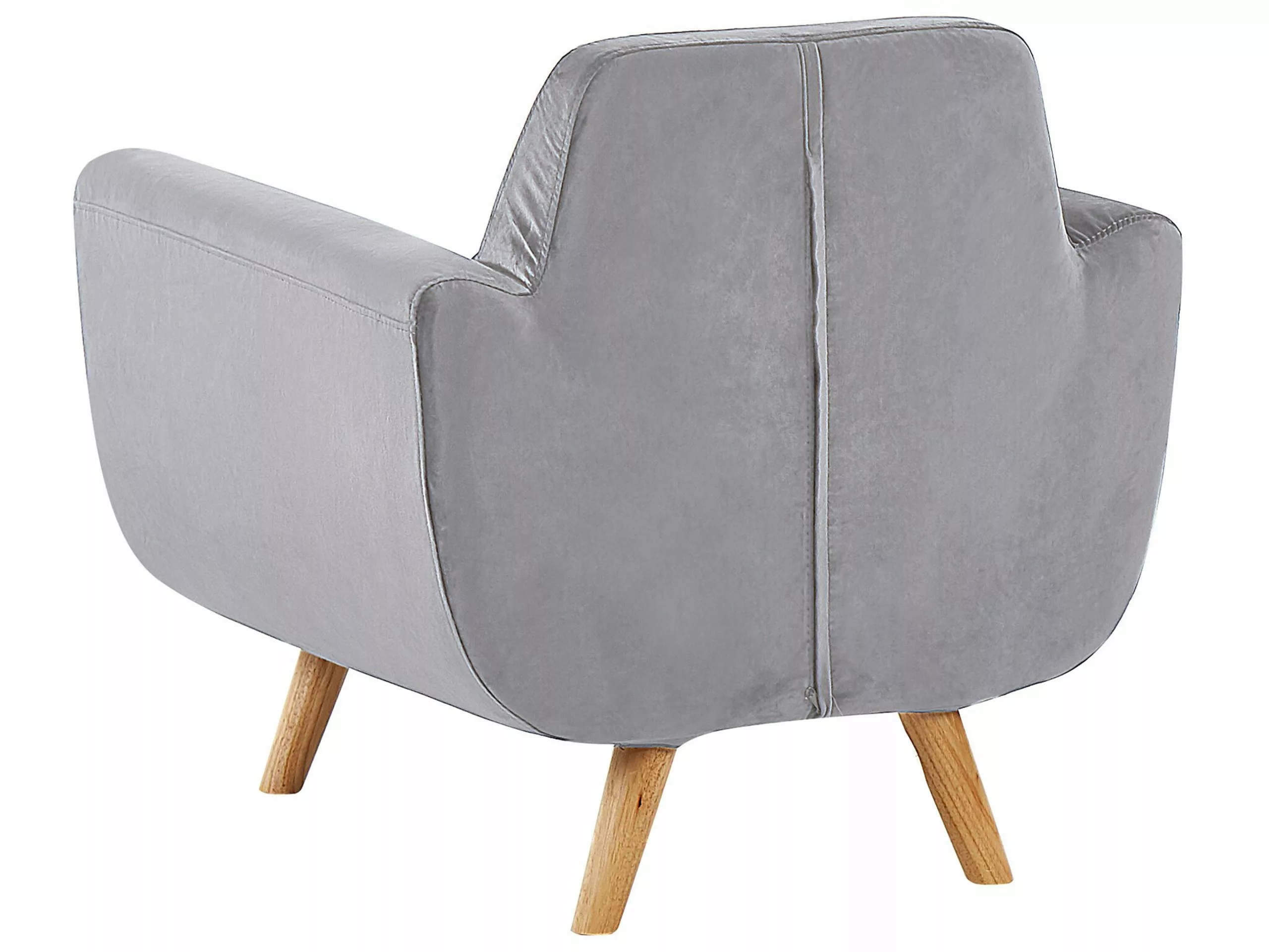 Beliani Sillón De Terciopelo Con Funda Extraíble Gris BERNES 7 Beliani Sillón De Terciopelo Con Funda Extraíble Gris BERNES - Imagen 5