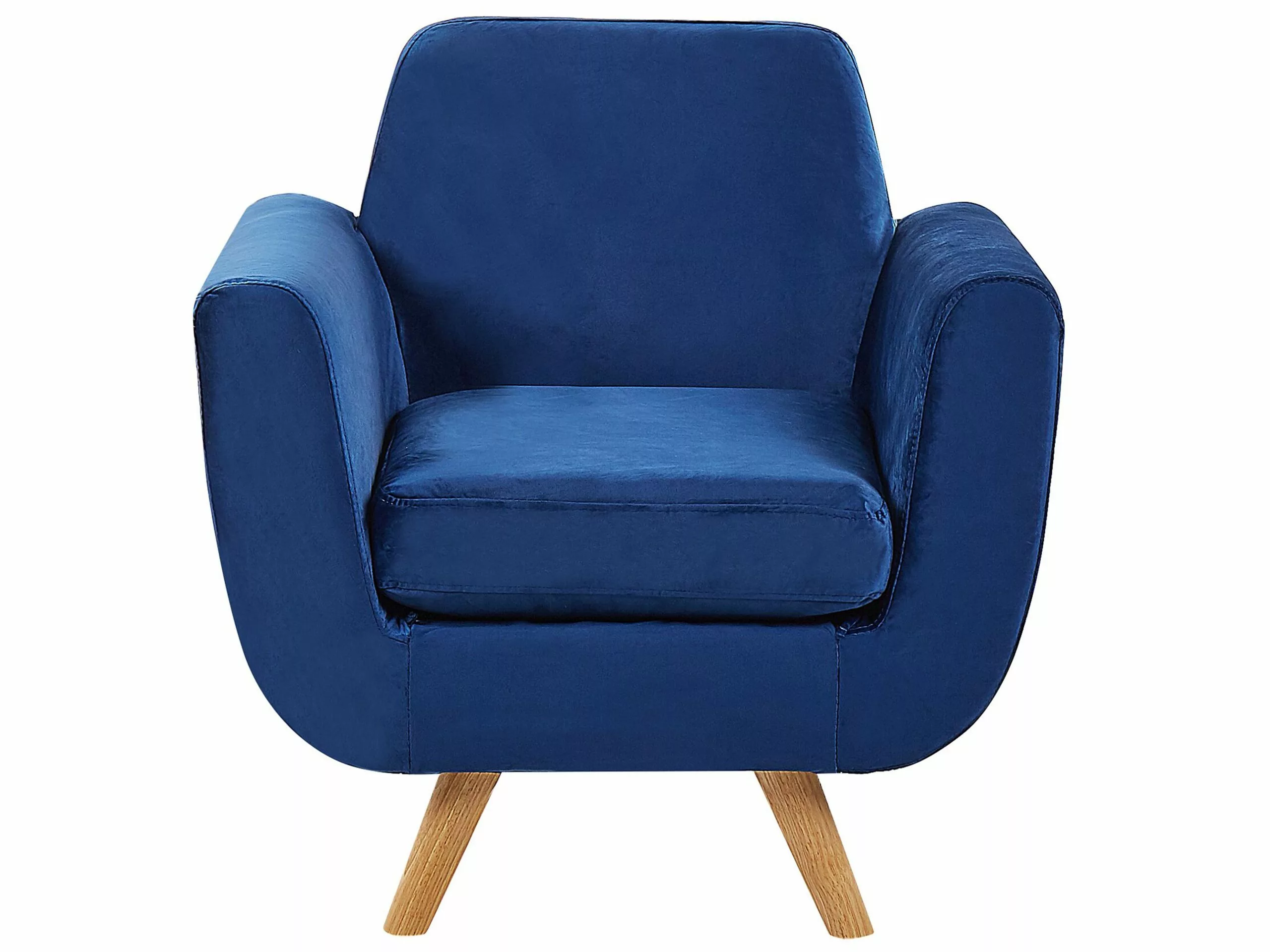Beliani Sillón De Terciopelo Con Funda Extraíble Azul BERNES - Imagen 4