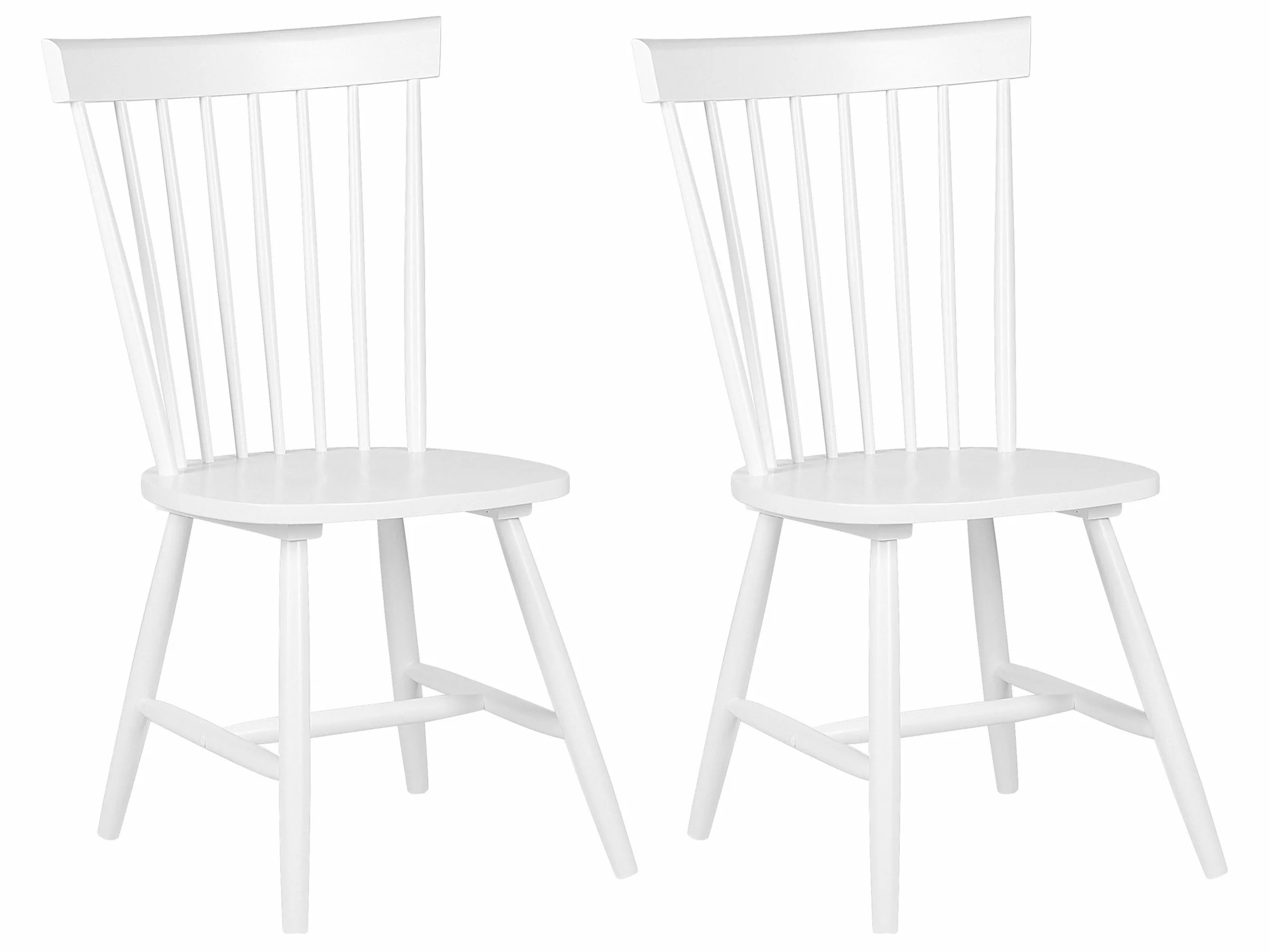 Beliani Conjunto De 2 Sillas De Madera De Caucho Blanco BURGES