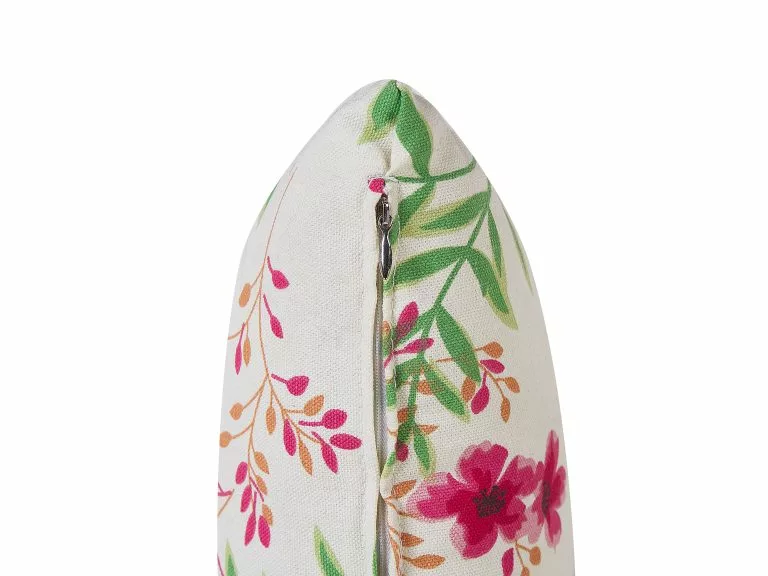 Beliani Sillón De Algodón/poliéster Beige Crema/multicolor Con Reposapiés HAMAR - Imagen 9