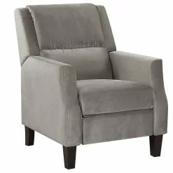 Beliani Sillón Reclinable De Terciopelo Gris/madera Oscura EGERSUND