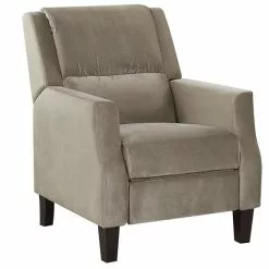 Beliani Sillón Reclinable De Terciopelo Gris Pardo/madera Oscura EGERSUND