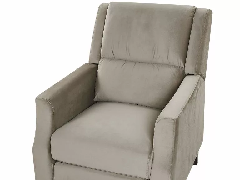 Beliani Sillón Reclinable De Terciopelo Gris Pardo/madera Oscura EGERSUND 10 Beliani Sillón Reclinable De Terciopelo Gris Pardo/madera Oscura EGERSUND - Imagen 8