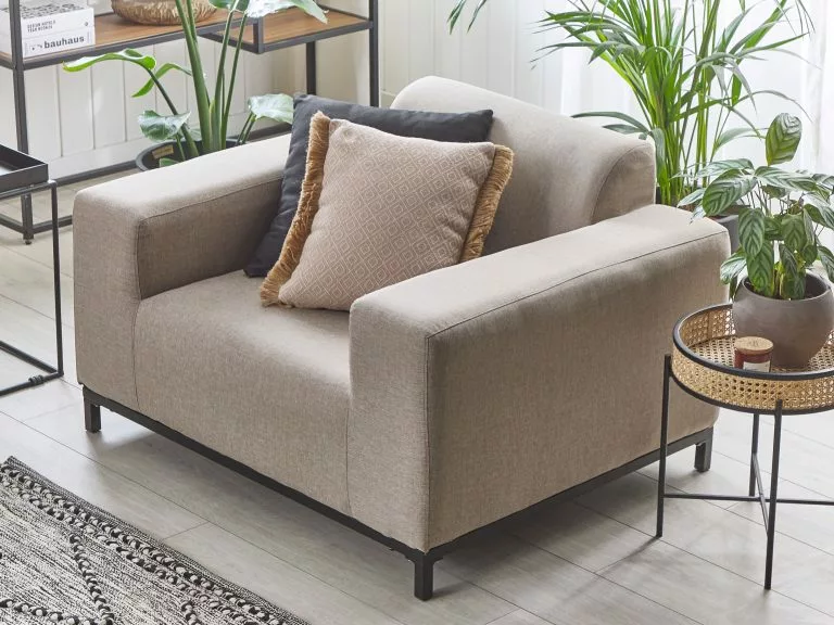 Beliani Conjunto De 2 Sillones De Poliéster Beige Arena/negro ROVIGO 5 Beliani Conjunto De 2 Sillones De Poliéster Beige Arena/negro ROVIGO - Imagen 3