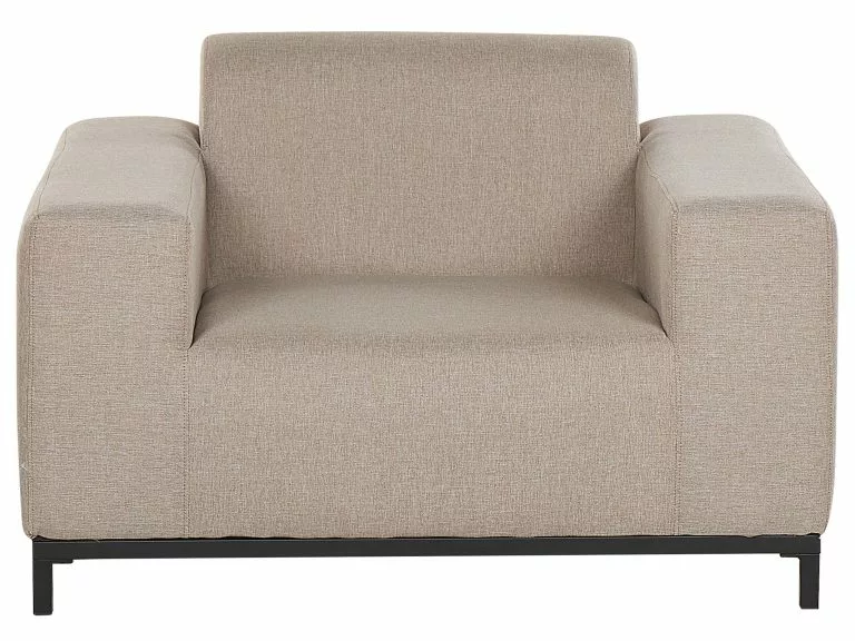 Beliani Conjunto De 2 Sillones De Poliéster Beige Arena/negro ROVIGO 6 Beliani Conjunto De 2 Sillones De Poliéster Beige Arena/negro ROVIGO - Imagen 4