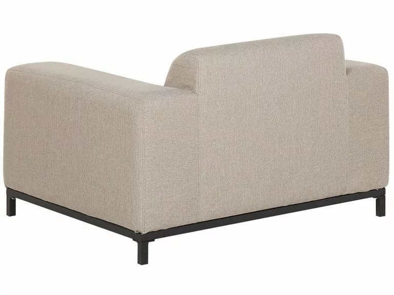 Beliani Conjunto De 2 Sillones De Poliéster Beige Arena/negro ROVIGO 7 Beliani Conjunto De 2 Sillones De Poliéster Beige Arena/negro ROVIGO - Imagen 5
