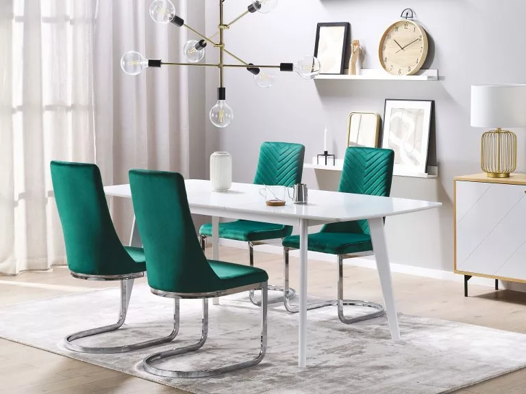 Beliani Conjunto De 2 Sillas De Terciopelo Verde Esmeralda/plateado ALTOONA - Imagen 2