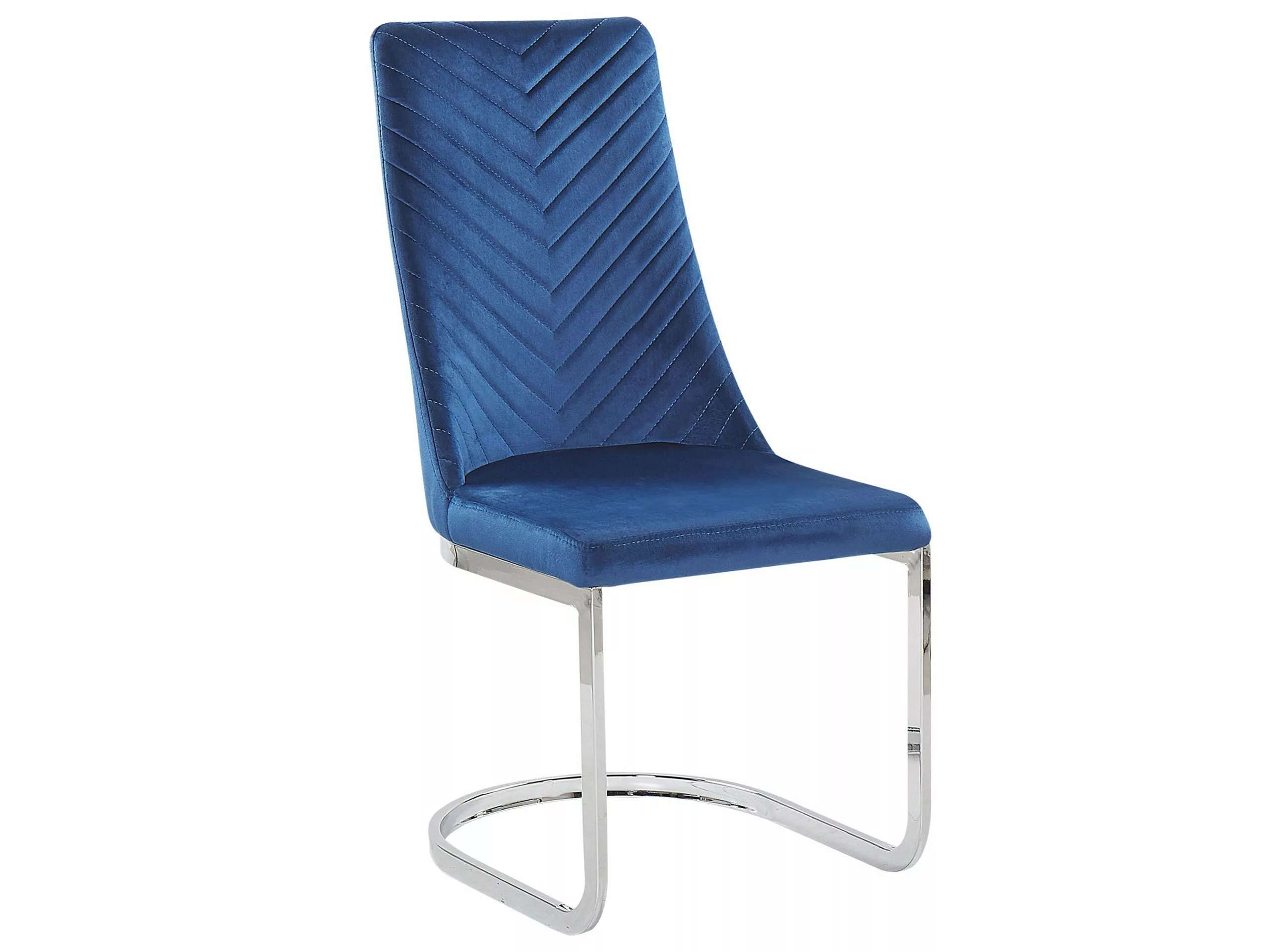 Beliani Conjunto De 2 Sillas De Terciopelo Azul Marino/plateado ALTOONA - Imagen 3