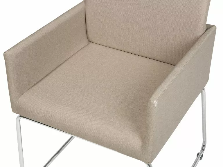 Beliani Conjunto De 2 Sillas De Comedor De Poliéster Beige/plateado GOMEZ 10 Beliani Conjunto De 2 Sillas De Comedor De Poliéster Beige/plateado GOMEZ - Imagen 8