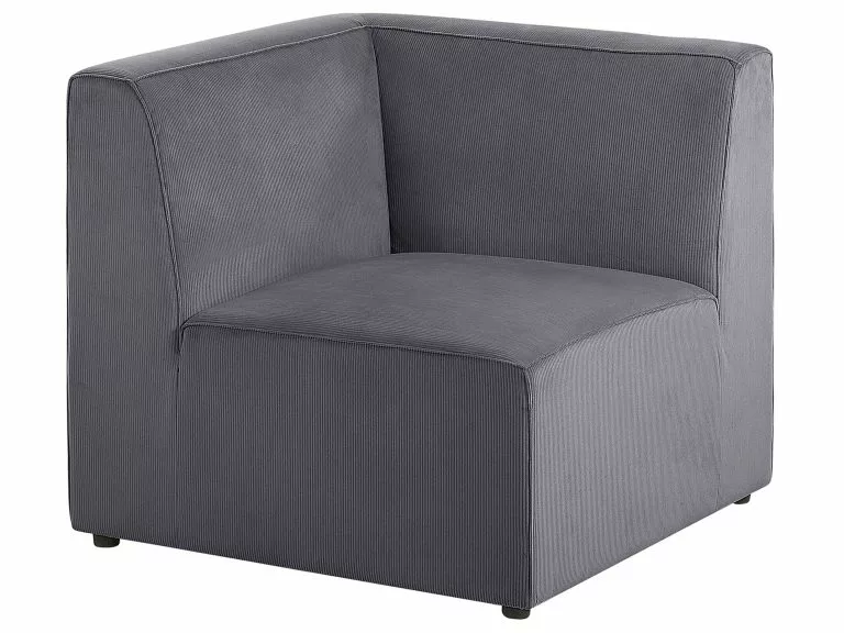 Beliani Módulo Esquinero De Pana Gris LEMVIG - Imagen 5