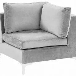 Beliani Sección Esquinera De Terciopelo Gris EVJA