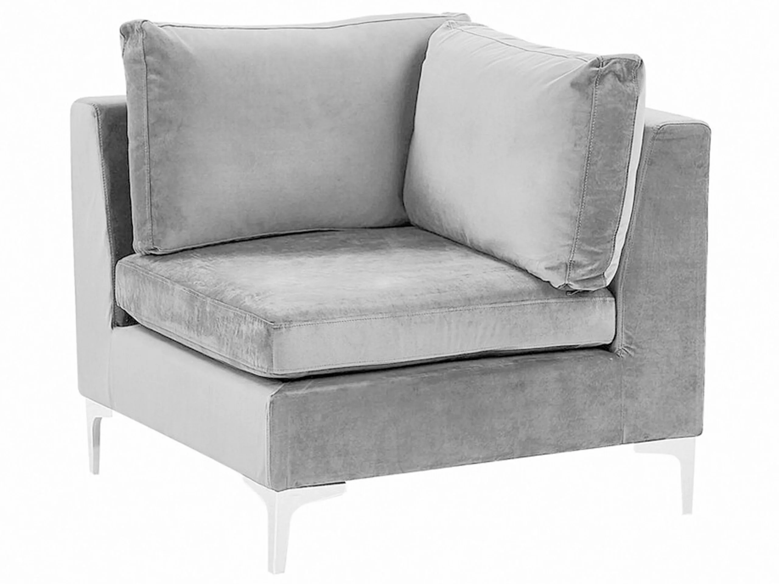 Beliani Sección Esquinera De Terciopelo Gris EVJA 3 Beliani Sección Esquinera De Terciopelo Gris EVJA