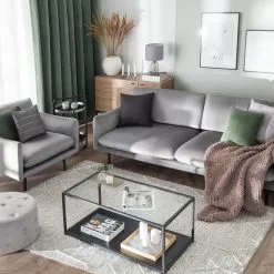 Beliani Sillón De Terciopelo Gris VINTERBRO -Sillas Ventas undef src sa picid 798503 type whitesh image scaled