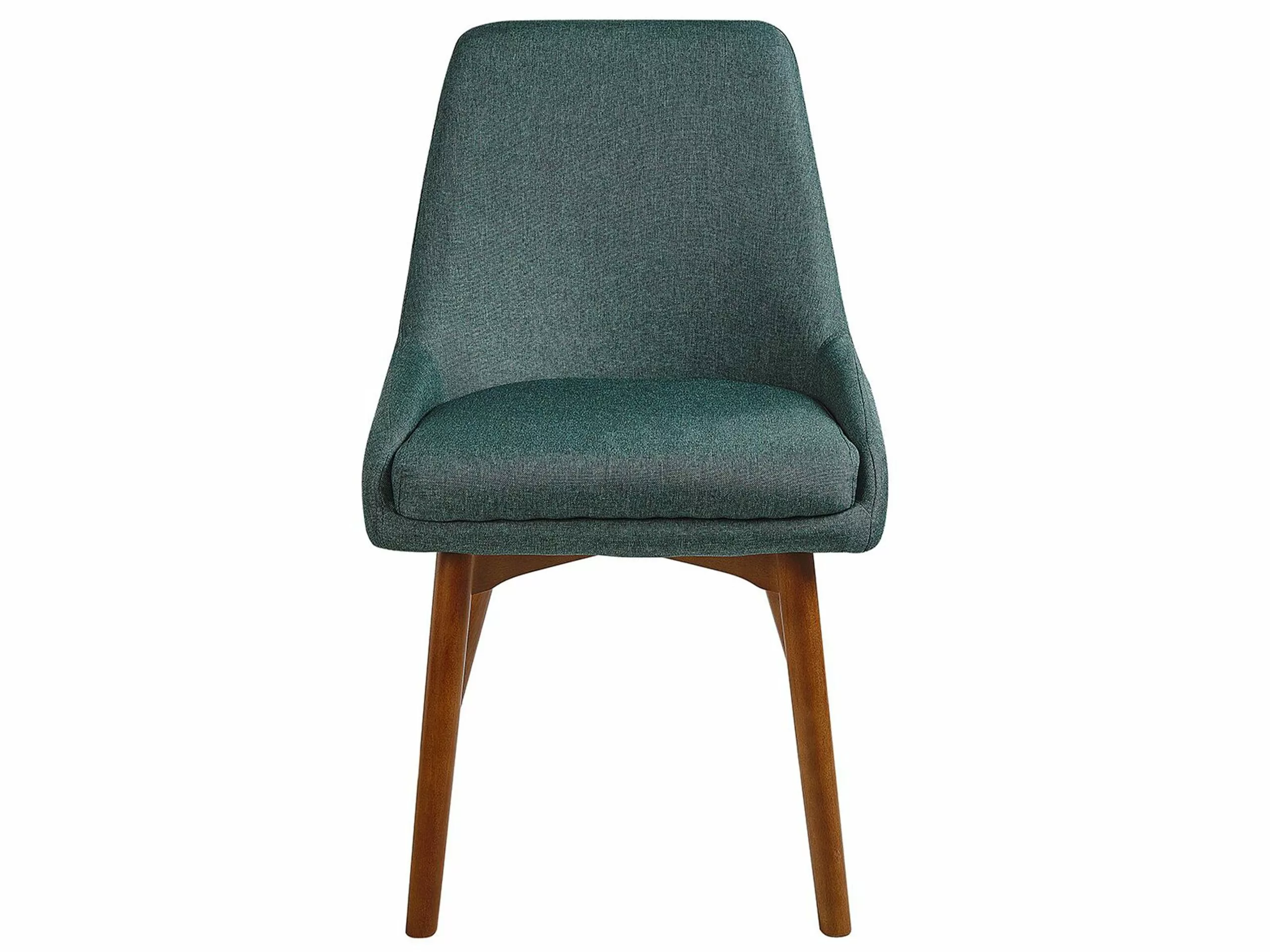 Beliani Conjunto De 2 Sillas De Comedor De Poliéster Verde Oscuro/madera Oscura MELFORT - Imagen 4