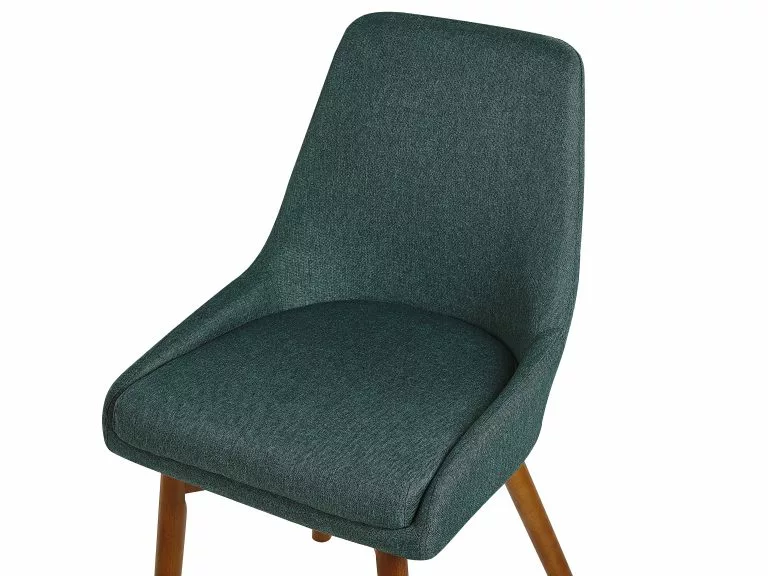 Beliani Conjunto De 2 Sillas De Comedor De Poliéster Verde Oscuro/madera Oscura MELFORT - Imagen 7