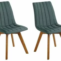 Beliani Conjunto De 2 Sillas De Poliéster Verde Oscuro/madera Oscura CALGARY