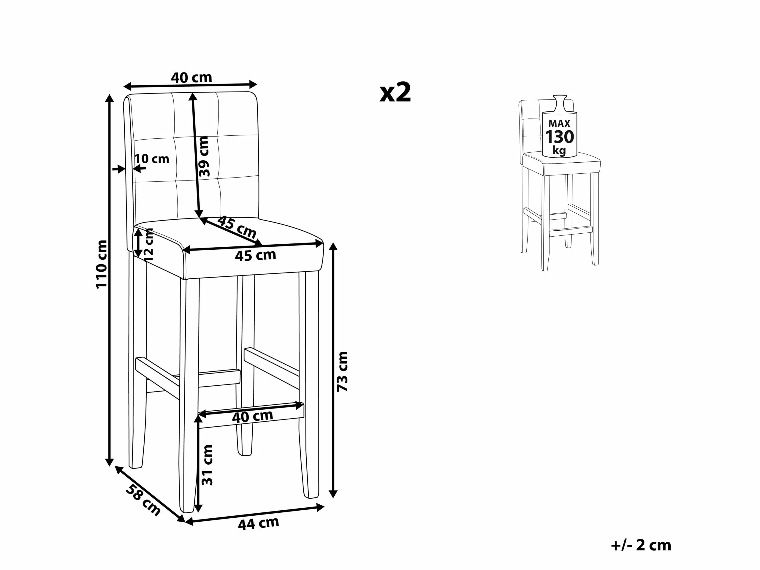 Beliani Conjunto De 2 Sillas De Bar De Piel Sintética Marrón/madera Oscura MADISON 12 Beliani Conjunto De 2 Sillas De Bar De Piel Sintética Marrón/madera Oscura MADISON - Imagen 10