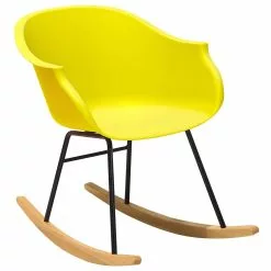 Beliani Silla Mecedora Amarillo/negro/madera Clara HARMONY