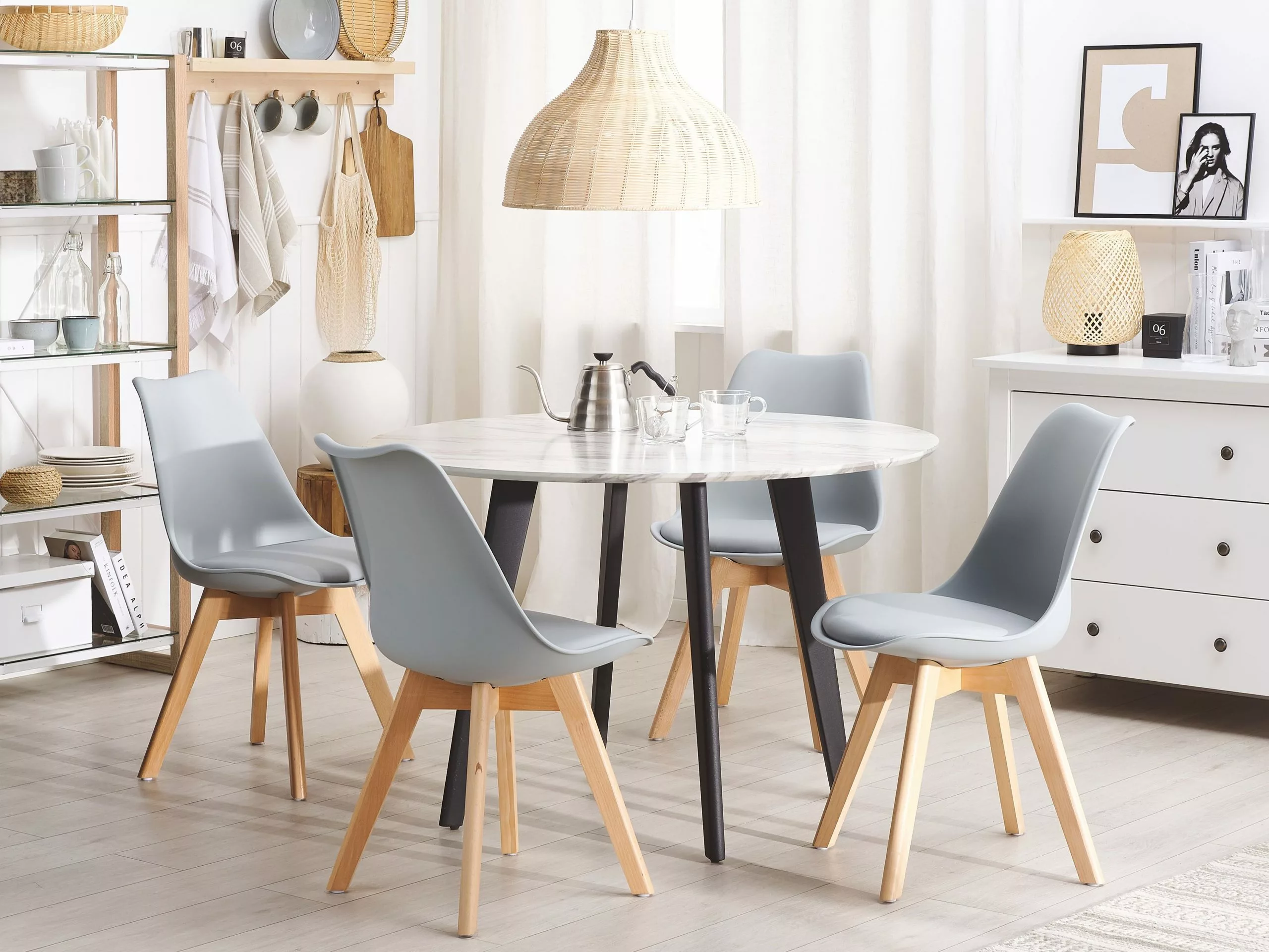 Beliani Conjunto De 2 Sillas De Comedor Gris Claro/madera Clara DAKOTA II 4 Beliani Conjunto De 2 Sillas De Comedor Gris Claro/madera Clara DAKOTA II - Imagen 2