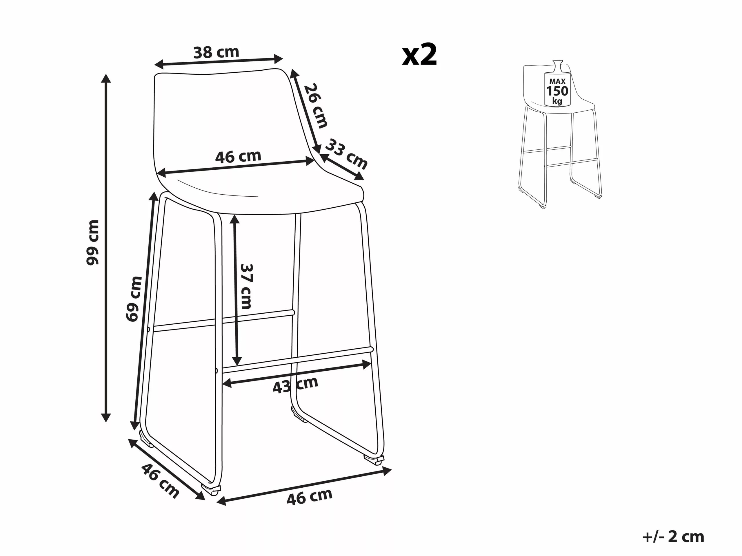 Beliani Conjunto De 2 Sillas De Bar De Poliéster Marrón Dorado/negro FRANKS 12 Beliani Conjunto De 2 Sillas De Bar De Poliéster Marrón Dorado/negro FRANKS - Imagen 10