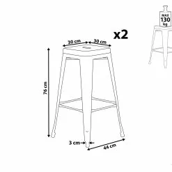 Beliani Conjunto De 2 Taburetes De Metal Blanco/dorado 76 Cm CABRILLO -Sillas Ventas undef src sa picid 802501 type whitesh image scaled