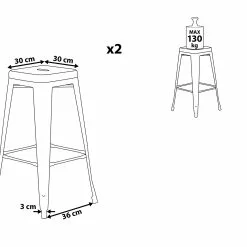 Beliani Conjunto De 2 Taburetes De Metal Plateado/dorado 76 Cm CABRILLO -Sillas Ventas undef src sa picid 802504 type whitesh image scaled