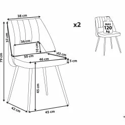 Beliani Conjunto De 2 Sillas De Comedor De Terciopelo Azul Turquesa/negro/verde ANSLEY -Sillas Ventas undef src sa picid 802893 type whitesh image scaled