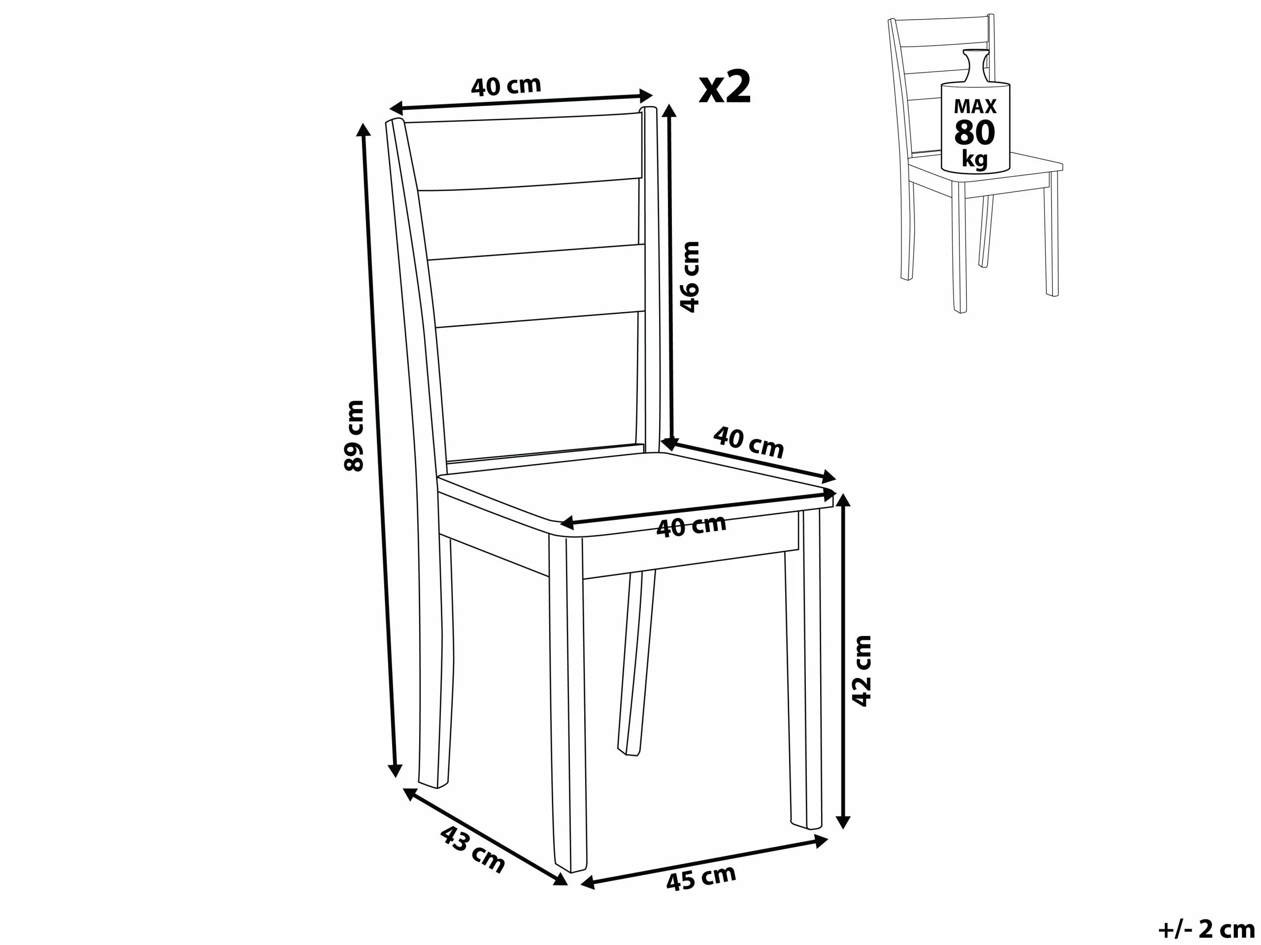 Beliani Conjunto De 2 Sillas De Madera De Caucho Negro/madera Clara GEORGIA - Imagen 9