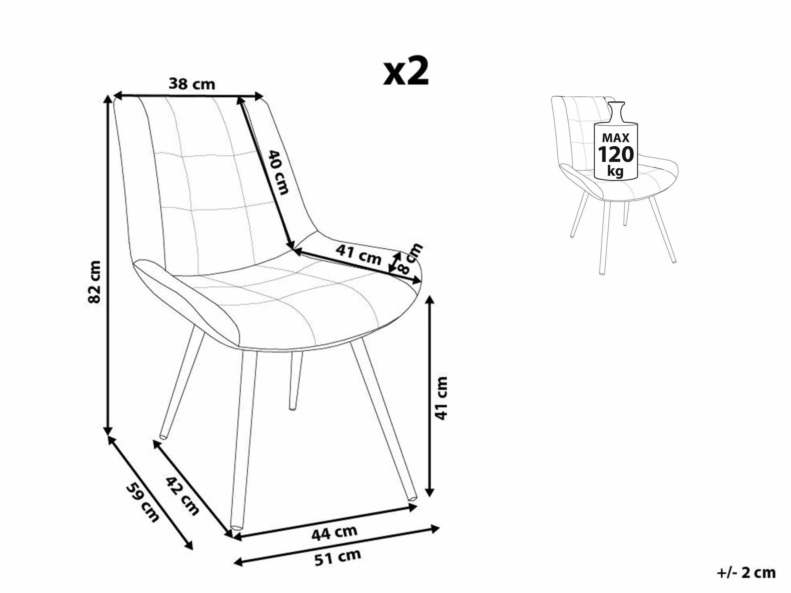 Beliani Conjunto De 2 Sillas De Comedor De Terciopelo Gris/negro MELROSE - Imagen 10