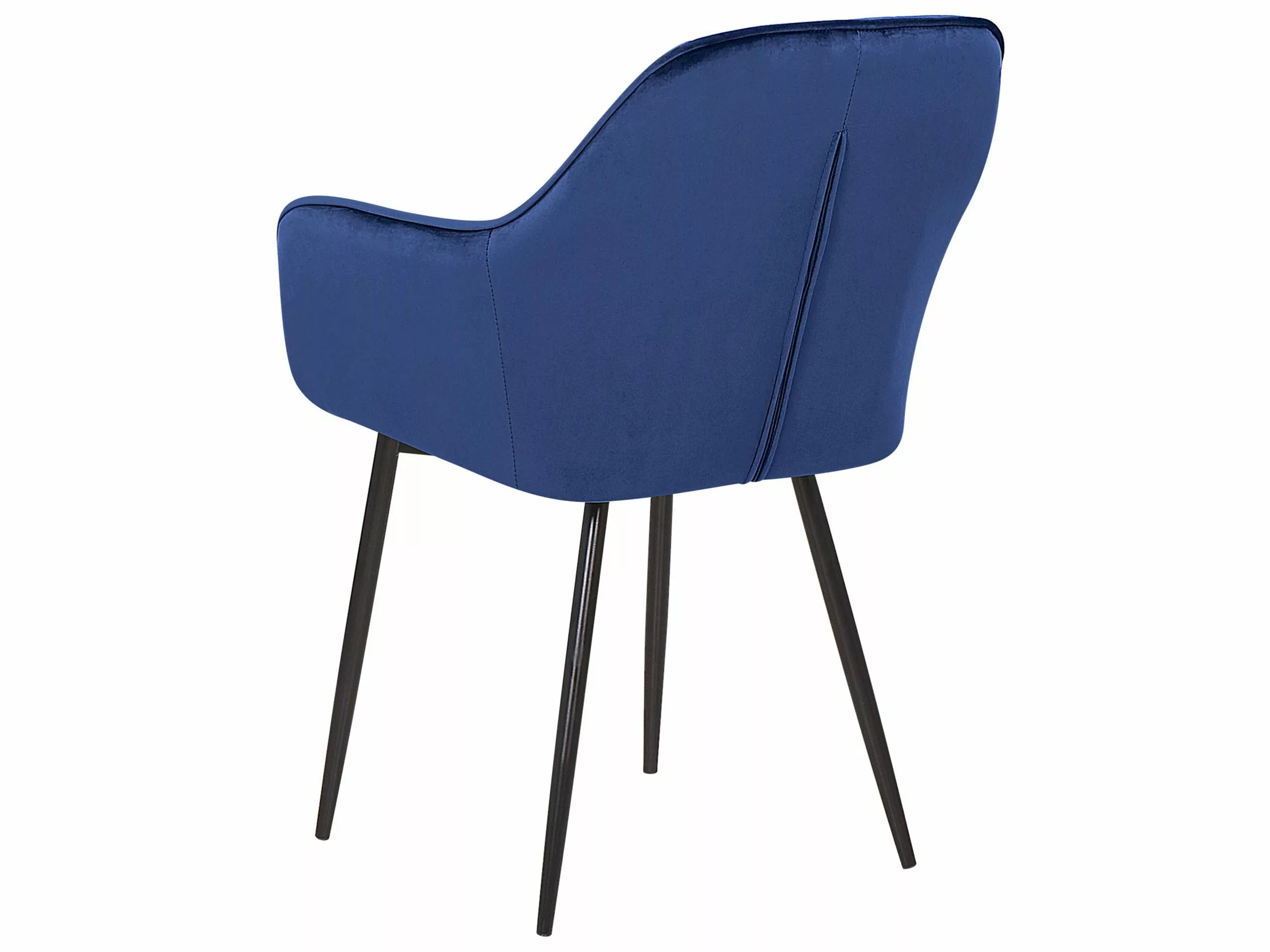 Beliani Conjunto De 2 Sillas De Comedor De Terciopelo Azul Marino/negro WELLSTON - Imagen 5