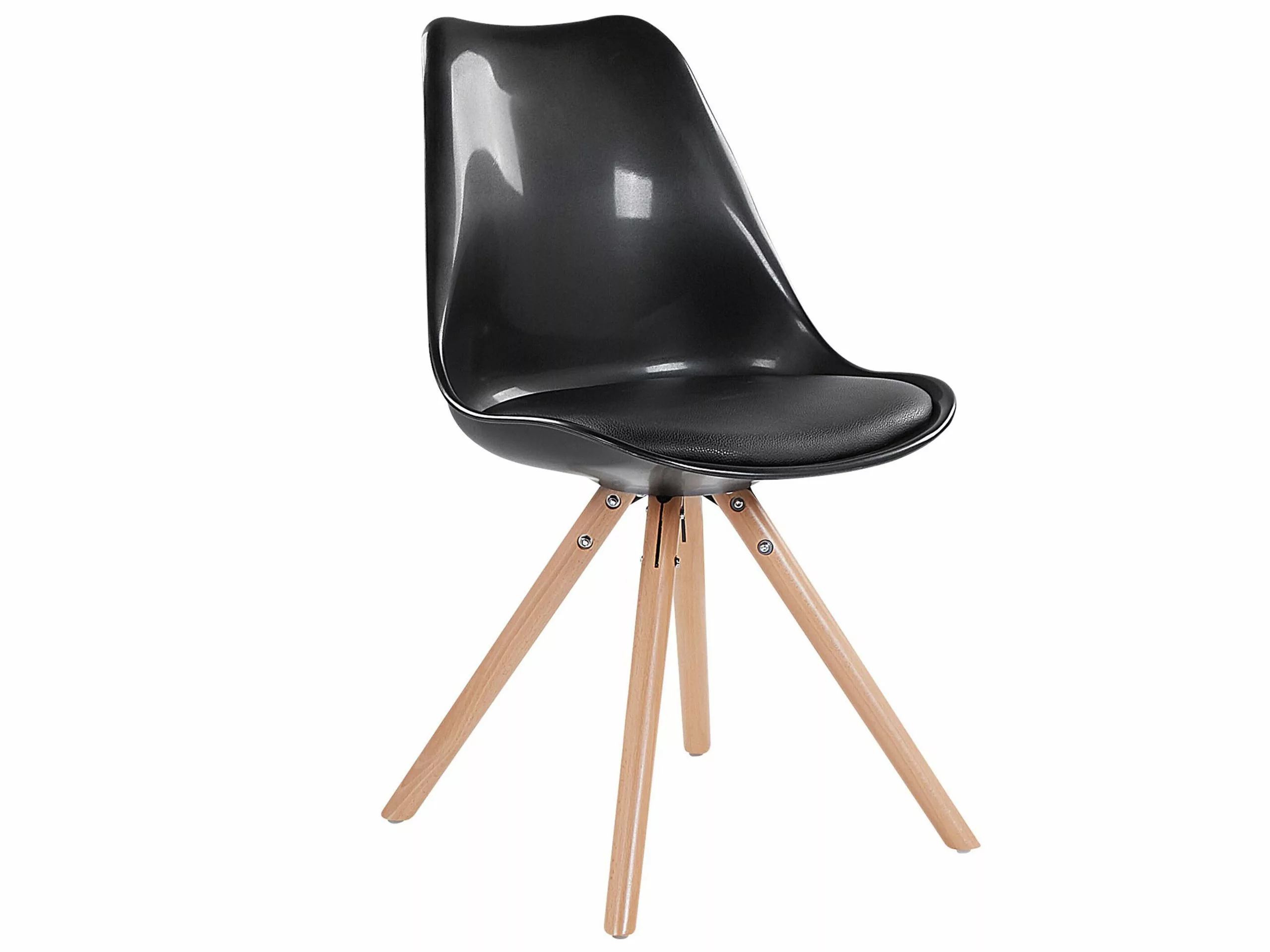 Beliani Conjunto De 2 Sillas De Comedor Negro/madera Clara DAKOTA - Imagen 3