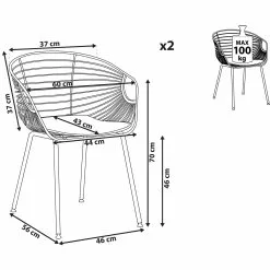 Beliani Conjunto De 2 Sillas De Metal Dorado/negro HOBACK -Sillas Ventas undef src sa picid 805356 type whitesh image scaled
