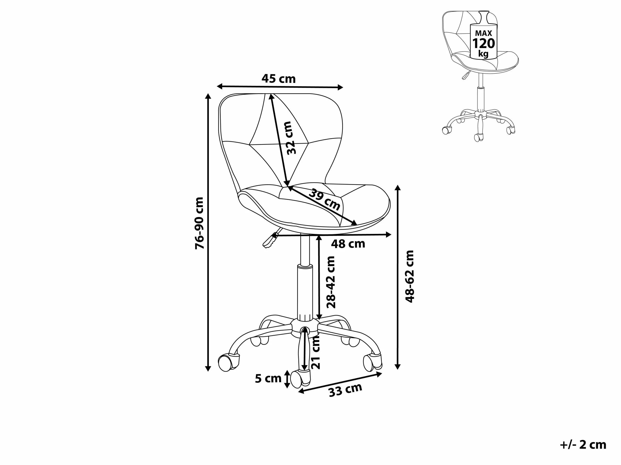 Beliani Silla De Oficina De Piel Sintética Negro/plateado VALETTA - Imagen 10