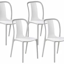 Beliani Conjunto De 4 Sillas De Jardín Blanco/gris Claro SPEZIA