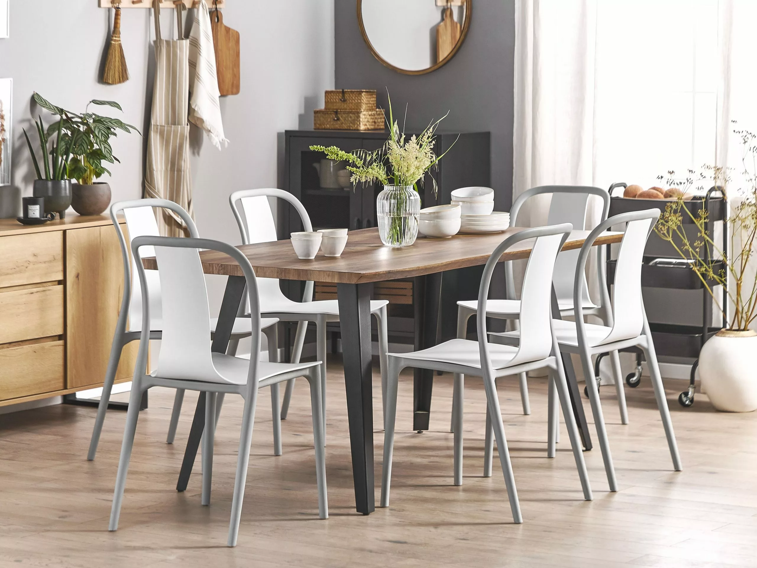 Beliani Conjunto De 6 Sillas De Jardín Blanco/gris Claro SPEZIA - Imagen 4