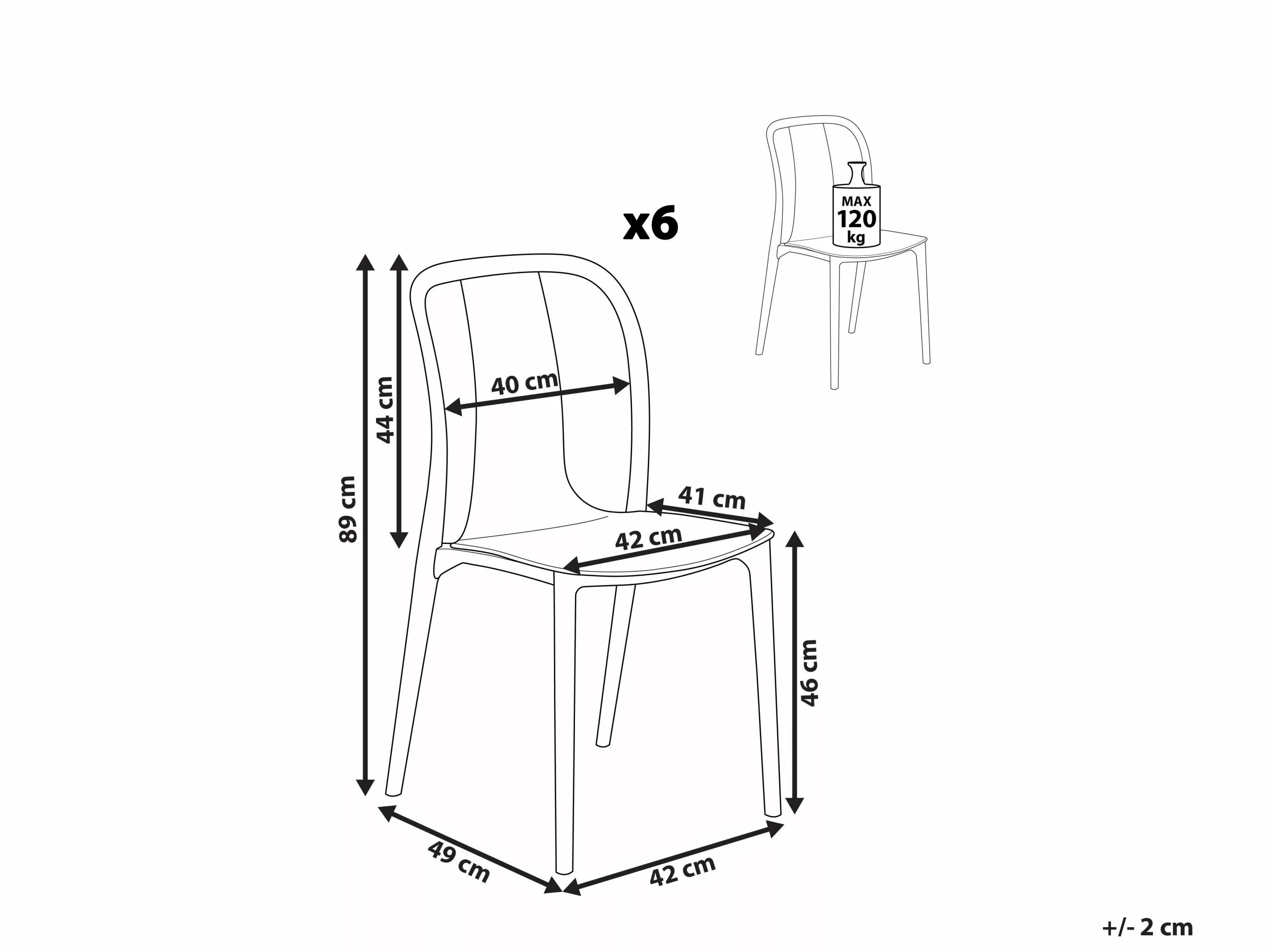 Beliani Conjunto De 6 Sillas De Jardín Blanco/gris Claro SPEZIA - Imagen 10
