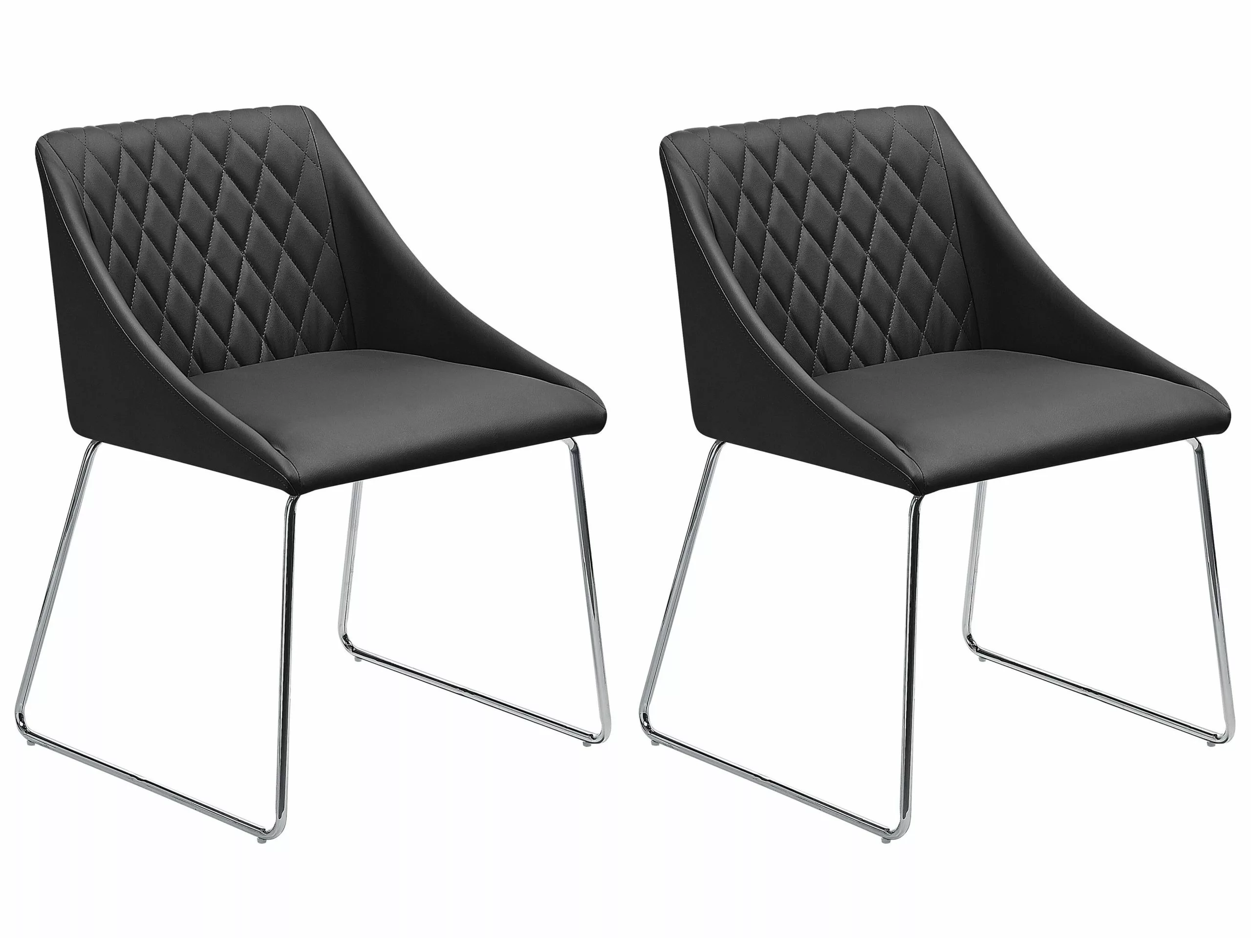 Beliani Conjunto De 2 Sillas De Comedor De Piel Sintética Negro/plateado ARCATA 3 Beliani Conjunto De 2 Sillas De Comedor De Piel Sintética Negro/plateado ARCATA