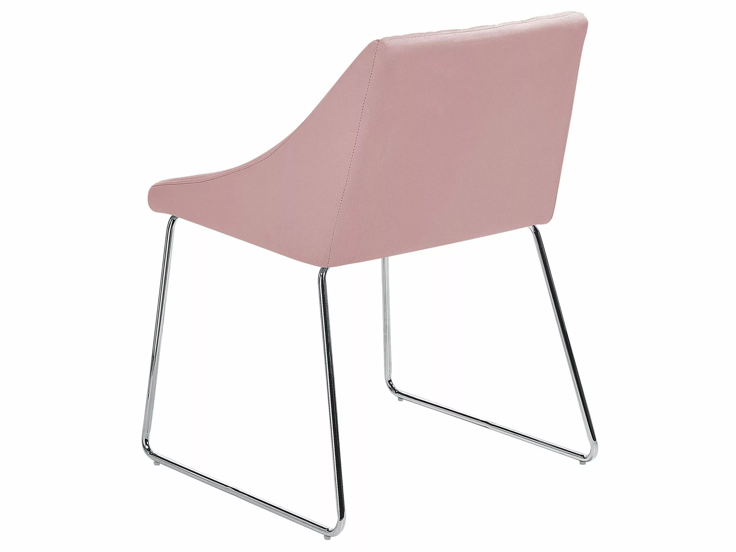 Beliani Conjunto De 2 Sillas De Comedor De Terciopelo Rosa/plateado ARCATA - Imagen 6