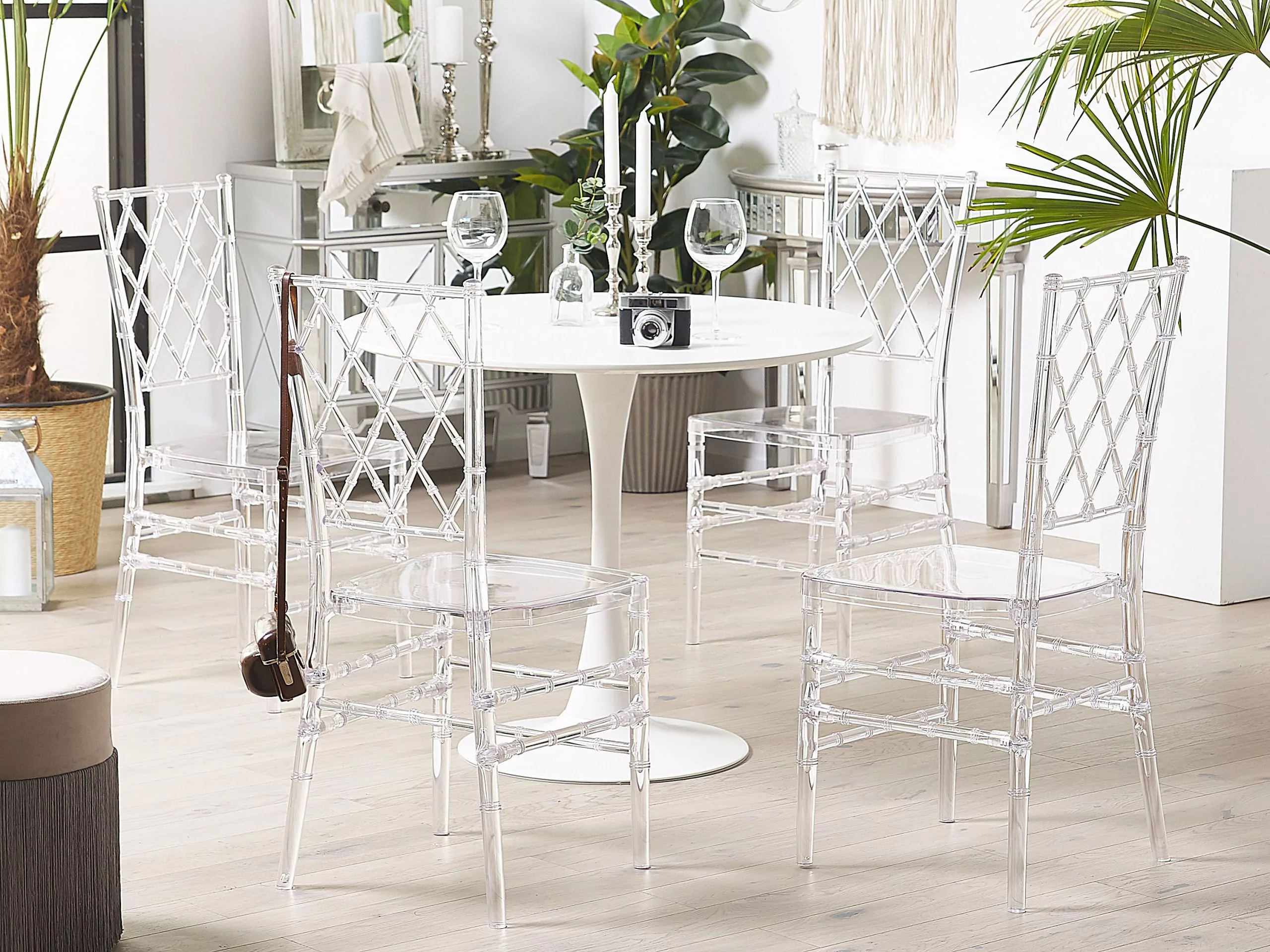 Beliani Conjunto De 2 Sillas De Comedor Transparentes CLARION - Imagen 2