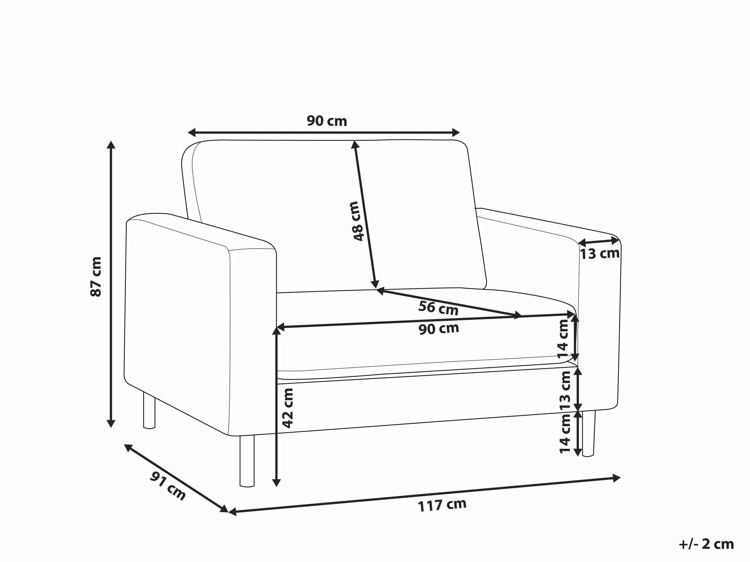 Beliani Sillón De Piel Sintética Beige/negro SAVALEN - Imagen 10