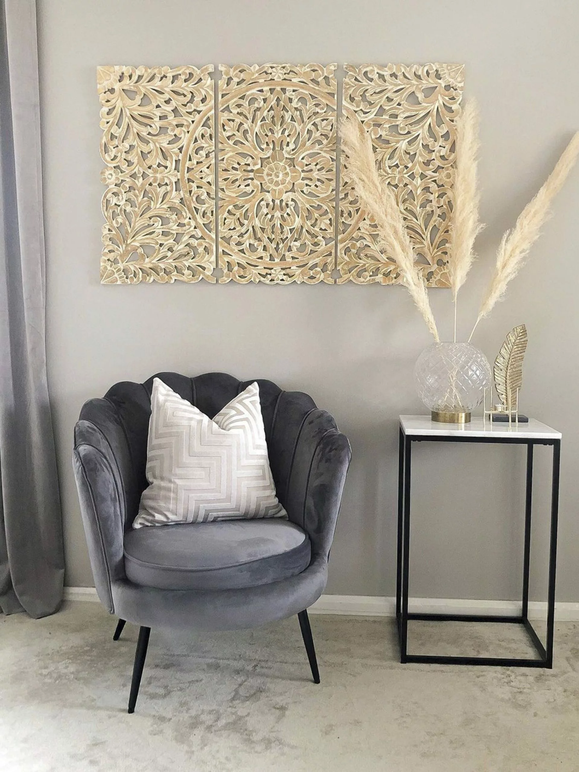 Beliani Sillón De Terciopelo Gris/negro LOVIKKA - Imagen 5