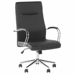 Beliani Silla De Oficina Reclinable De Piel Sintética Negro/plateado OSCAR -Sillas Ventas undef src sa picid 812065 type whitesh image scaled