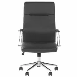 Beliani Silla De Oficina Reclinable De Piel Sintética Negro/plateado OSCAR -Sillas Ventas undef src sa picid 812067 type whitesh image scaled