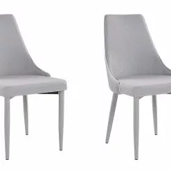 Beliani Conjunto De 2 Sillas De Comedor De Poliéster Gris Claro CAMINO