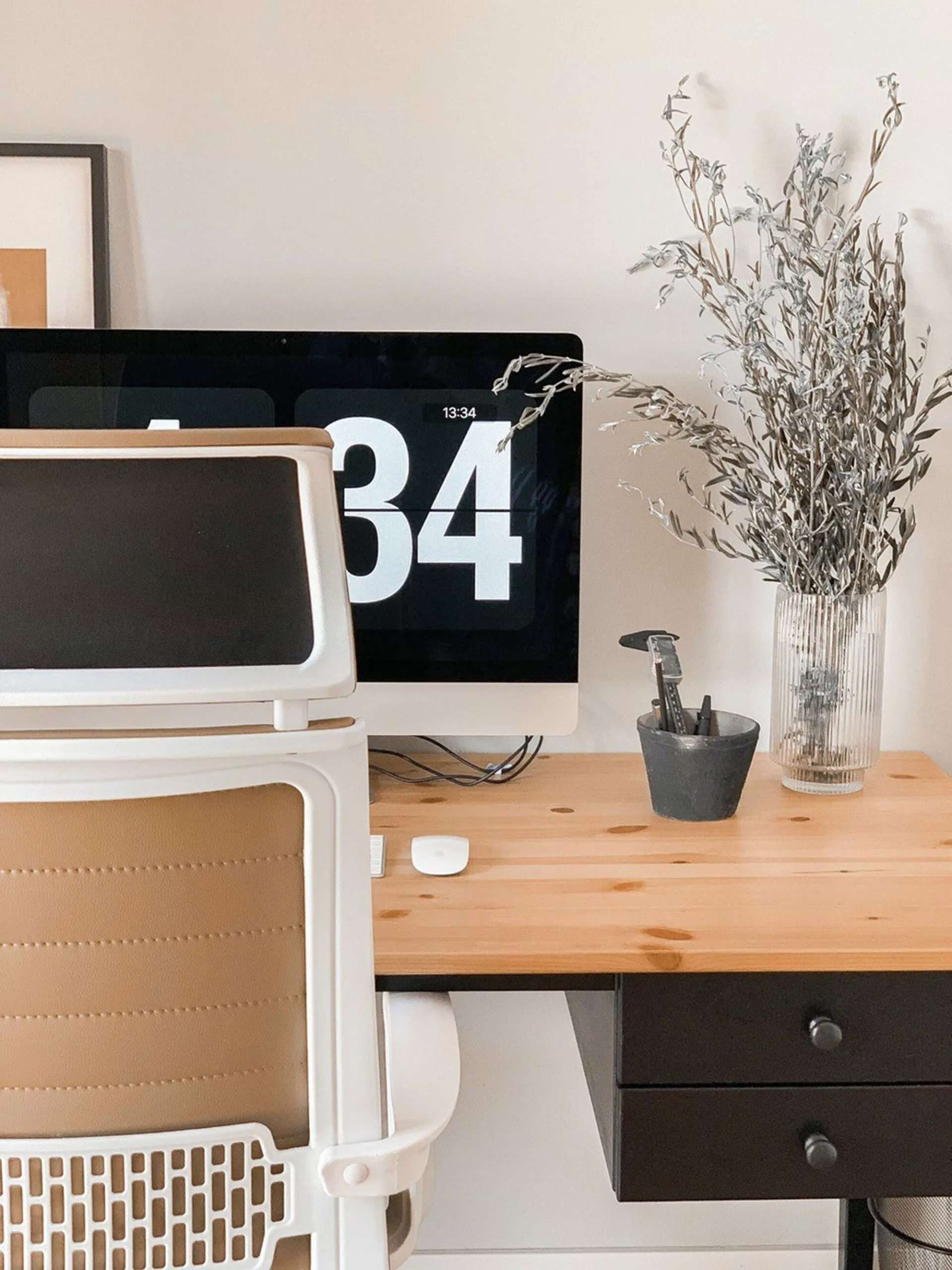 Beliani Silla Oficina Reclinable De Poliéster Marrón Claro/blanco LEADER - Imagen 5