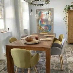 Beliani Conjunto De 2 Sillas De Comedor De Poliéster Amarillo/madera Clara BROOKVILLE -Sillas Ventas undef src sa picid 813127 type whitesh image