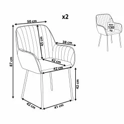 Beliani Conjunto De 2 Sillas De Comedor De Terciopelo Gris/negro WELLSTON -Sillas Ventas undef src sa picid 816598 type whitesh image scaled
