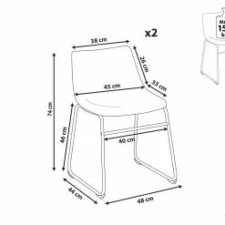 Beliani Conjunto De 2 Sillas De Comedor De Poliéster Beige/negro BATAVIA -Sillas Ventas undef src sa picid 816636 type whitesh image scaled