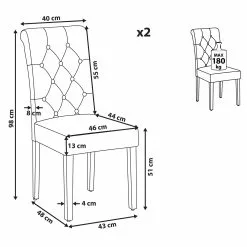 Beliani Conjunto De 2 Sillas De Comedor De Poliéster Beige Crema/negro VELVA -Sillas Ventas undef src sa picid 816644 type whitesh image scaled